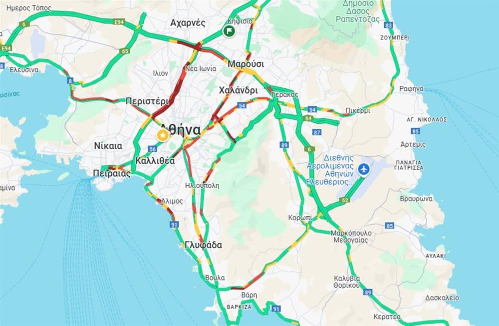 Κίνηση στους δρόμους - χάρτης Κίνηση στους δρόμους - χάρτης