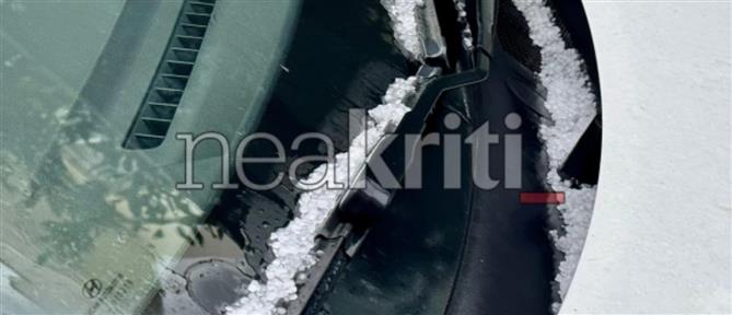 Ηράκλειο: Επιδείνωση του καιρού με πτώση της θερμοκρασίας, χαλαζόπτωση και χιόνι (εικόνες)