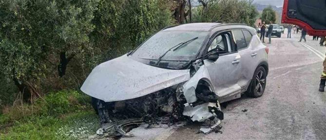 Τροχαίο στη Κίσσαμο: Αυτοκίνητο τυλίχθηκε στις φλόγες - Ένας τραυματίας