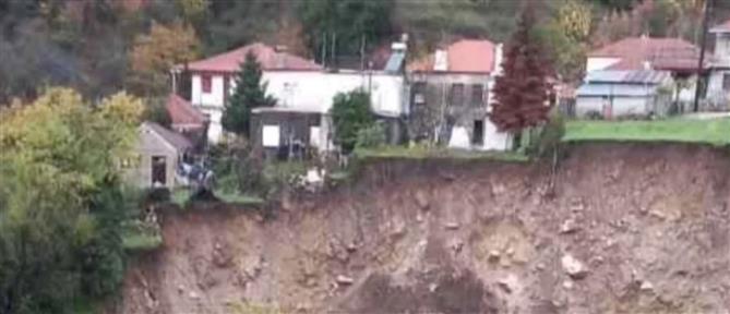 Τζουμέρκα:  Η κακοκαιρία προκάλεσε κατάρρευση εδάφους 50 μέτρα από οικισμό
